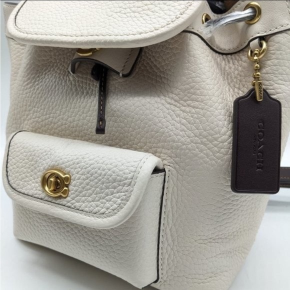 COACH Riya colorblock pebbled leather mini backpack Leather Chalk - Picture 4 of 7